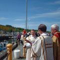 Rogation Sunday 2001 Quayside - Fr Duncan with Fr Neville as Deacon and Ian Faulds as SubDeacon  