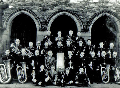 St. matthew's Parish Band after winning  in the Manx Music Festival in 1949